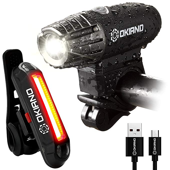 USB Rechargeable Bike Light Set- Super Bright 400 Lumens Bike Headlight +120 Lumens, LED High Brightness Bike TAIL LIGHT. Easy Installation & WATER-RESISTANT LED Bike Lights For Safe Cycling At Night