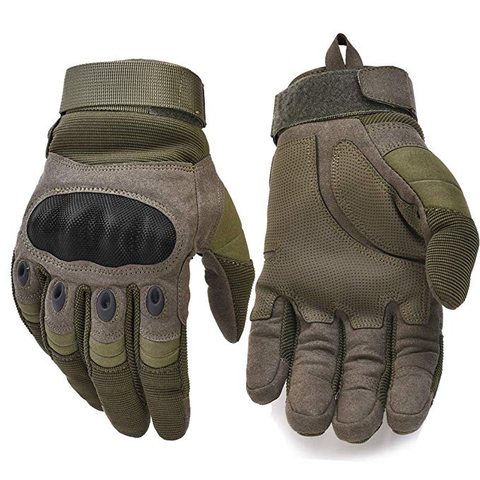 Military Hard Knuckle Tactical Gloves Motorcycle Riding Gloves Army Full Finger Gloves for Airsoft Army Green Medium