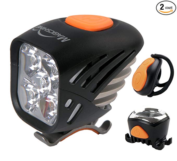 Magicshine MJ 906, High Grade MTB Enduro Bike Light Set, 5000 Lumens of Max Output. Wireless Remote Bicycle Lights Front and Rear Combo, LED Bike Tail Light, Perfect Beam Pattern Bright Bike Light