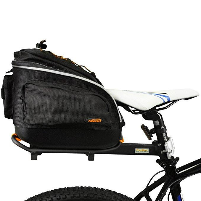 Ibera PakRak Quick-Release Commuter Bike Trunk Bag and Seat-Post Bicycle Carrier Rack Combo