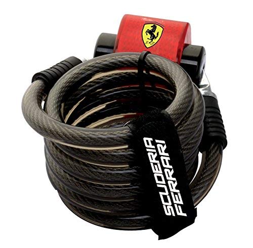 Ferrari Bicycle Antitheft Security Lock, Self-Coiling, Resettable, Ultimate Protection Combination Cable Lock, Tail Light.