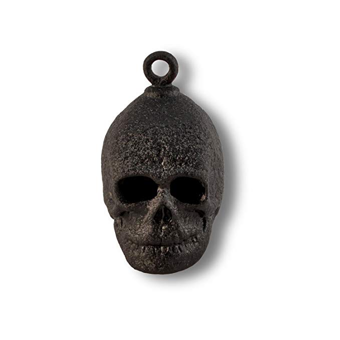 Sculpted Skull, Wrinkled Black Powder Coated Brass Ride Bell #CB34-WB