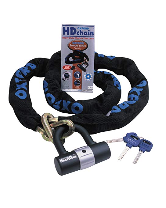 Oxford OF159 'HD Chain' 9.5mm Square Link Chain and Tough Double Locking Padlock