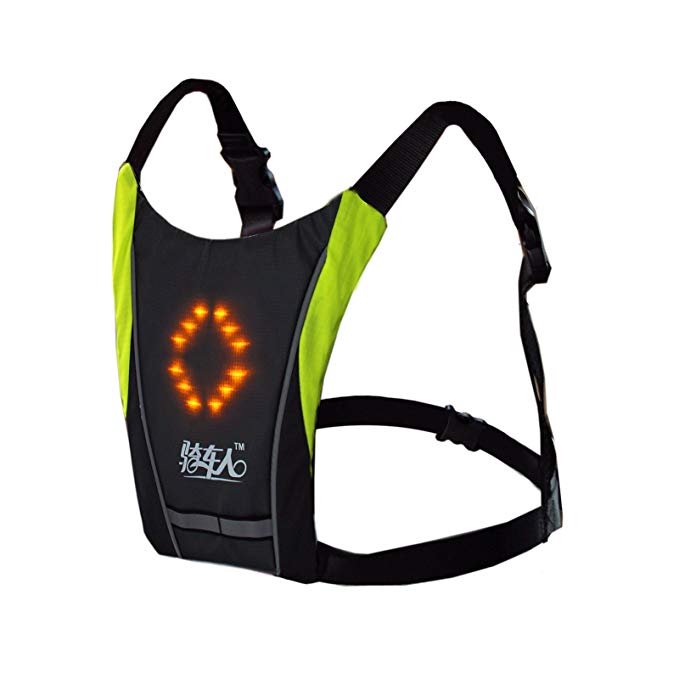 Bikeman LED Wireless Turn Signal Light Backpack Vest Guiding Light indicator Reflective Luminous Safety Warning Direction with remote for Night Cycling Running Walking Hiking Travel School Bag