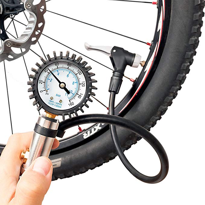 CycloSpirit Bicycle Tire Inflator Gauge Air Compressor Tool with