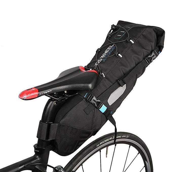 E-Goal Roswheel Tear-Resistant Polyester Bicycle Saddle Bag Under Back Seat Bag with Rollable Opening and Reflective Logo for Outdoor Sports Cycling, Mountain, Bike Bicycle Back Seat Pack Storage Bag