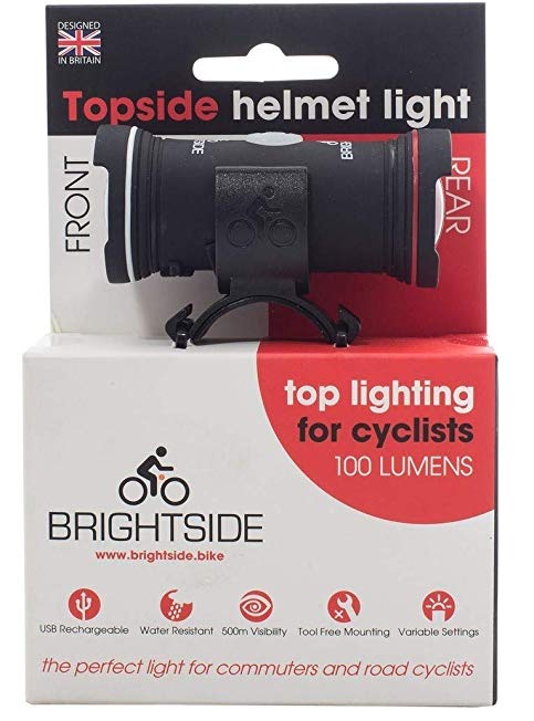 Topside Bike Helmet Light - Dual Front & Rear 100 Lumen Rechargeable, Waterproof 2.3oz Light