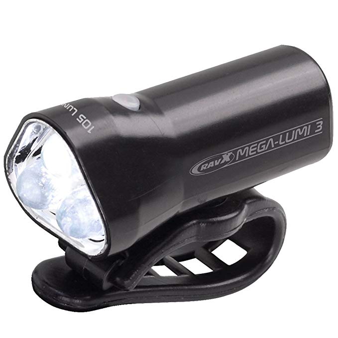 RavX Mega Lumi 3 White/Black 3 Mode Rechargeable Front Light