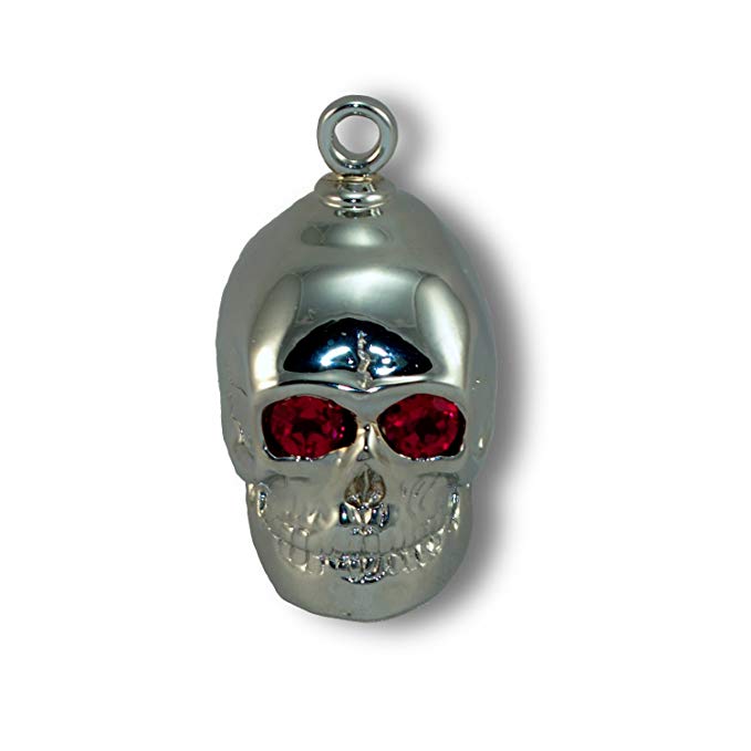 Sculpted Skull w/Red Jewel Eyes, Chrome Plated Brass Ride Bell #CB34-1