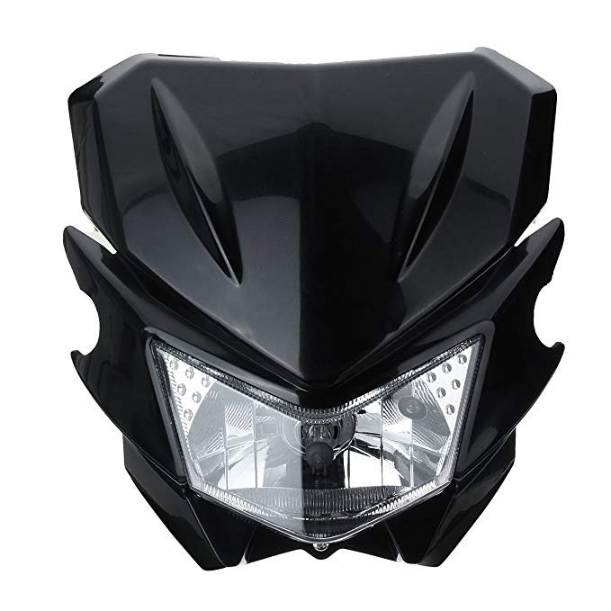 CoCocina 12V H4 Universal Motorcycle Head Light For Yamaha Dual Sport Street Fighter Dirtbike - Black