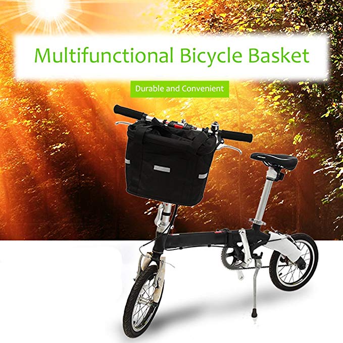 ezyoutdoor Bicycle Basket Aluminum Alloy Bike Front Handlebar Bag Detachable Canvas Bike Carrier Bag Bike Carrier Pouch Cycling Pet Carrier Bags Cycle Accessories