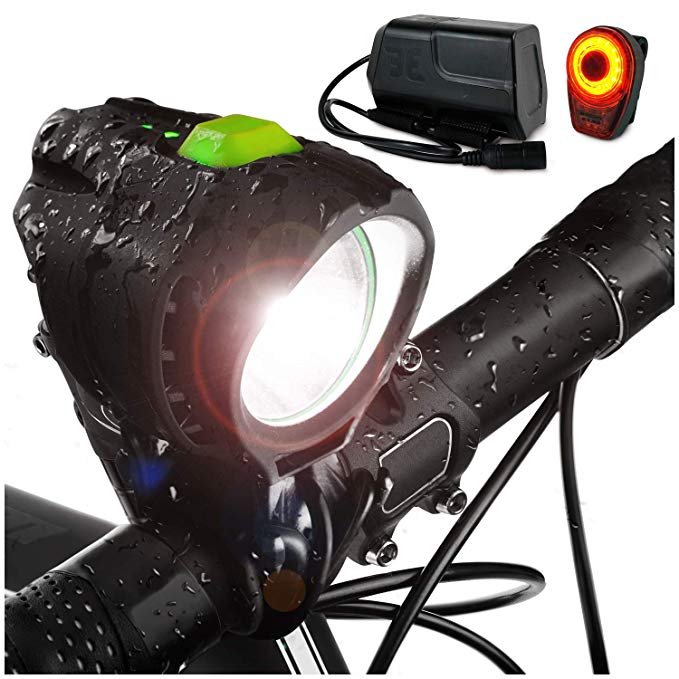 Bright Eyes 1800 Lumen Bicycle Light Set - The Stamina - Super Bright Headlight w/Quad Cree Technology Light Weight Military Grade Nylon Shell -Free USB Rechargeable Taillight a Limited Time