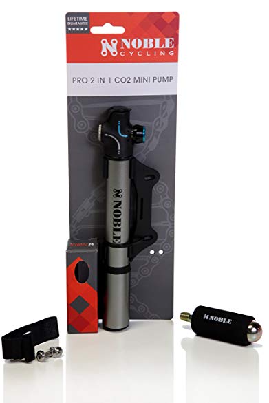 Portable Mini Air Inflator Pump with CO2 Pressure Valve for Bicycle Tire - Small Black Handheld Tool Fits Schrader and Presta Valves - Perfect Bike Accessory to Keep Tires Inflated and on the Road